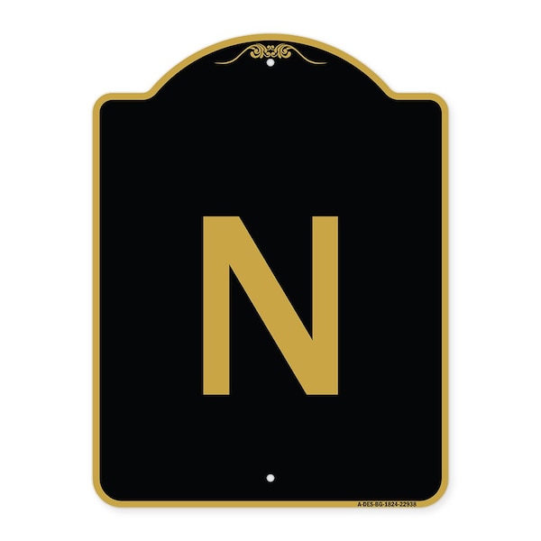 Signmission Designer Series Sign-Sign W/ Letter N, Black & Gold Aluminum Sign, 18" x 24", BG-1824-22938 A-DES-BG-1824-22938 - main